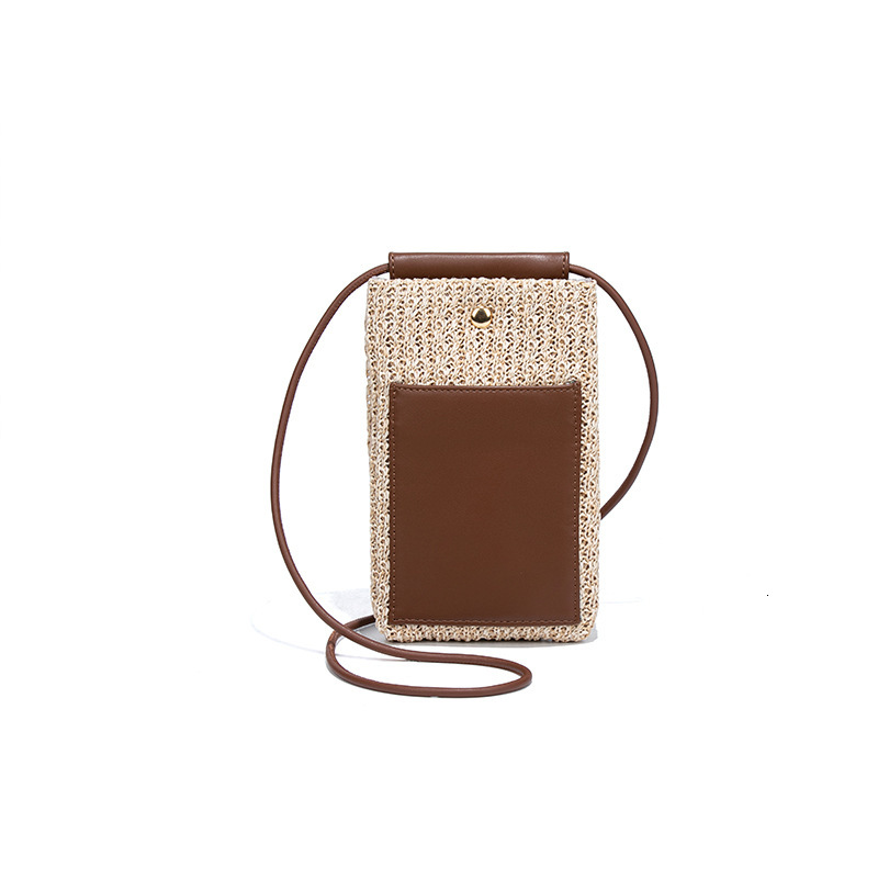 2025 Summer New Raffia Phone Fresh Versatile Shoulder Crossbody Vertical Fashion Coin Purse Small Bag