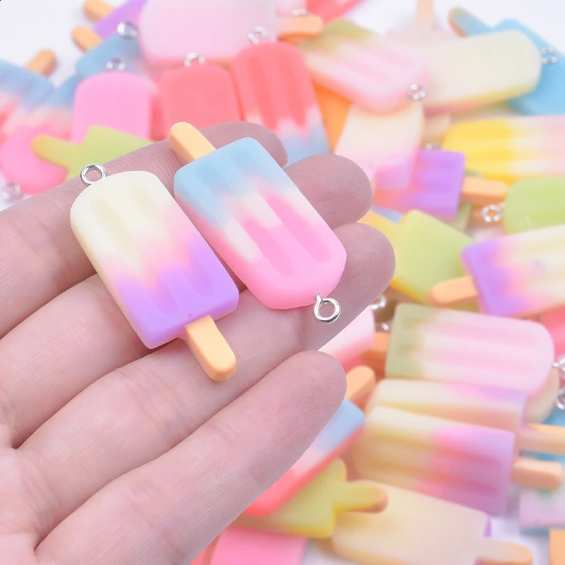 103050100pcsLot Cute Summer Ice Cream Popsicle Icicle Charms Pendant For Jewelry Making Handmade DIY Earrings Necklace 250519