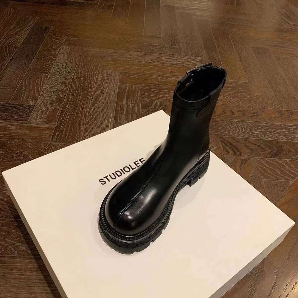 Grape Mom Style Street Motorcycle for Women 2023 Autumn Winter New Thick Sole Chunky Heel Martin Short Boots