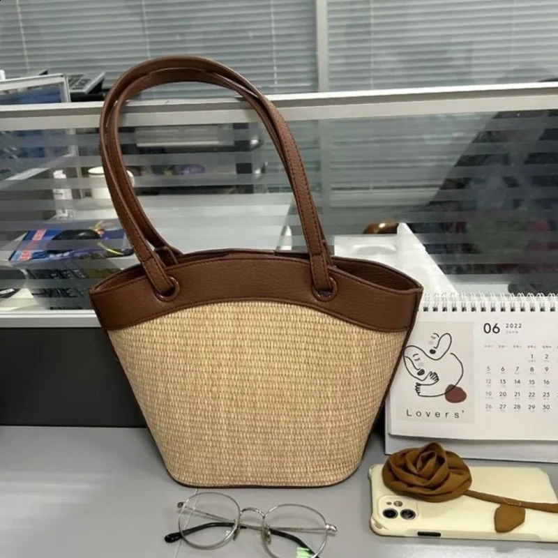 JIAERDI Vacation Woven Bag Handbag Women Vintage Straw Bucket Baguette Purse Female Sea Holiday Summer Shoulder Bags 250528