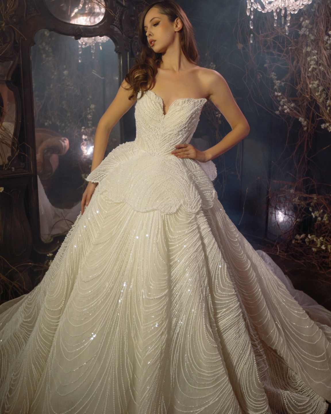 Elegant A Line Wedding Dress For Women Sweetheart Neck Sleeveless Bridal Gown Pearls Sweep Train Dresses Custom Made vestidos de novia