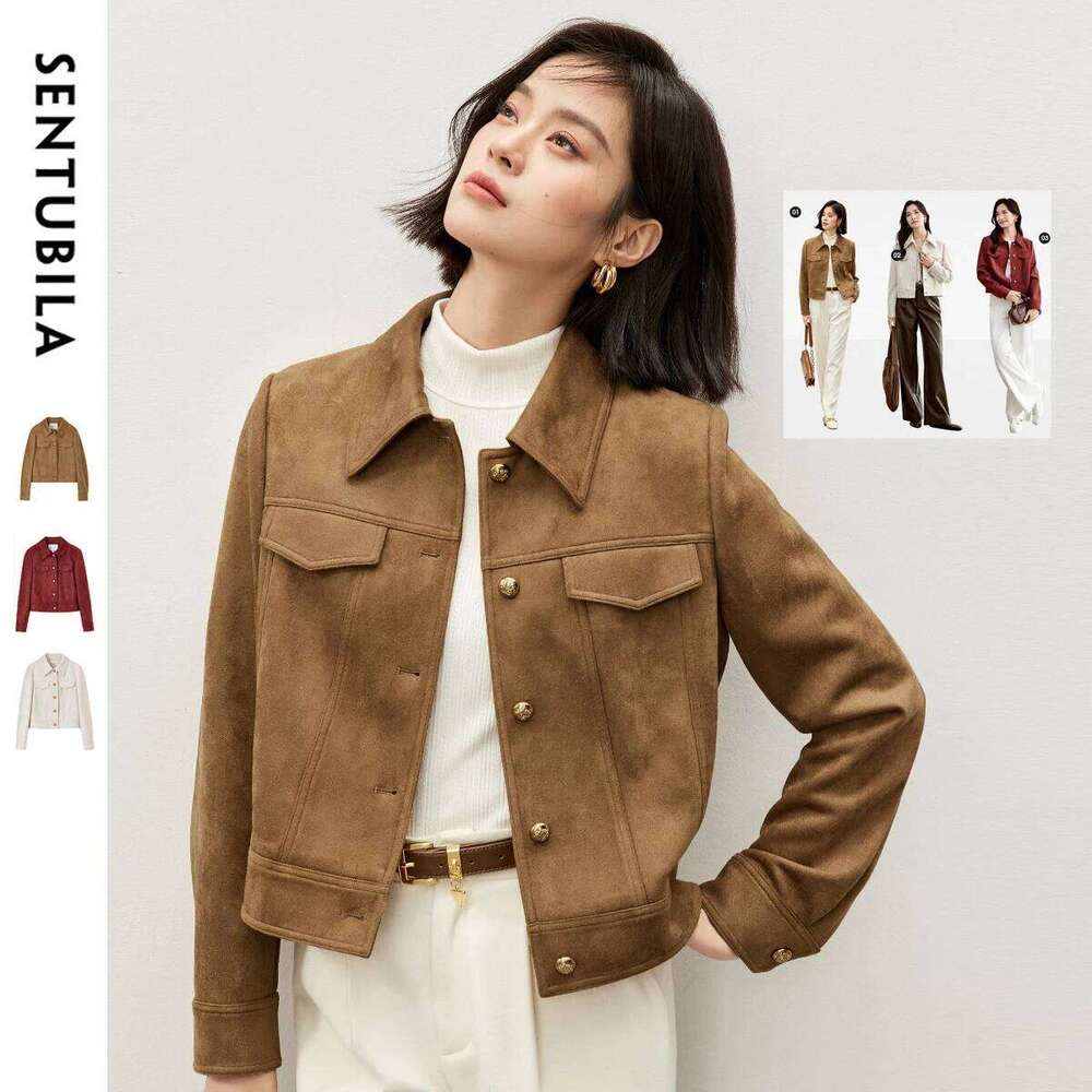 SENTUBILA Retro Leather Jackets for Women Winter Thick Warm Outerwear Vintage Moto Biker Jacket Female Short Coat 143W56798