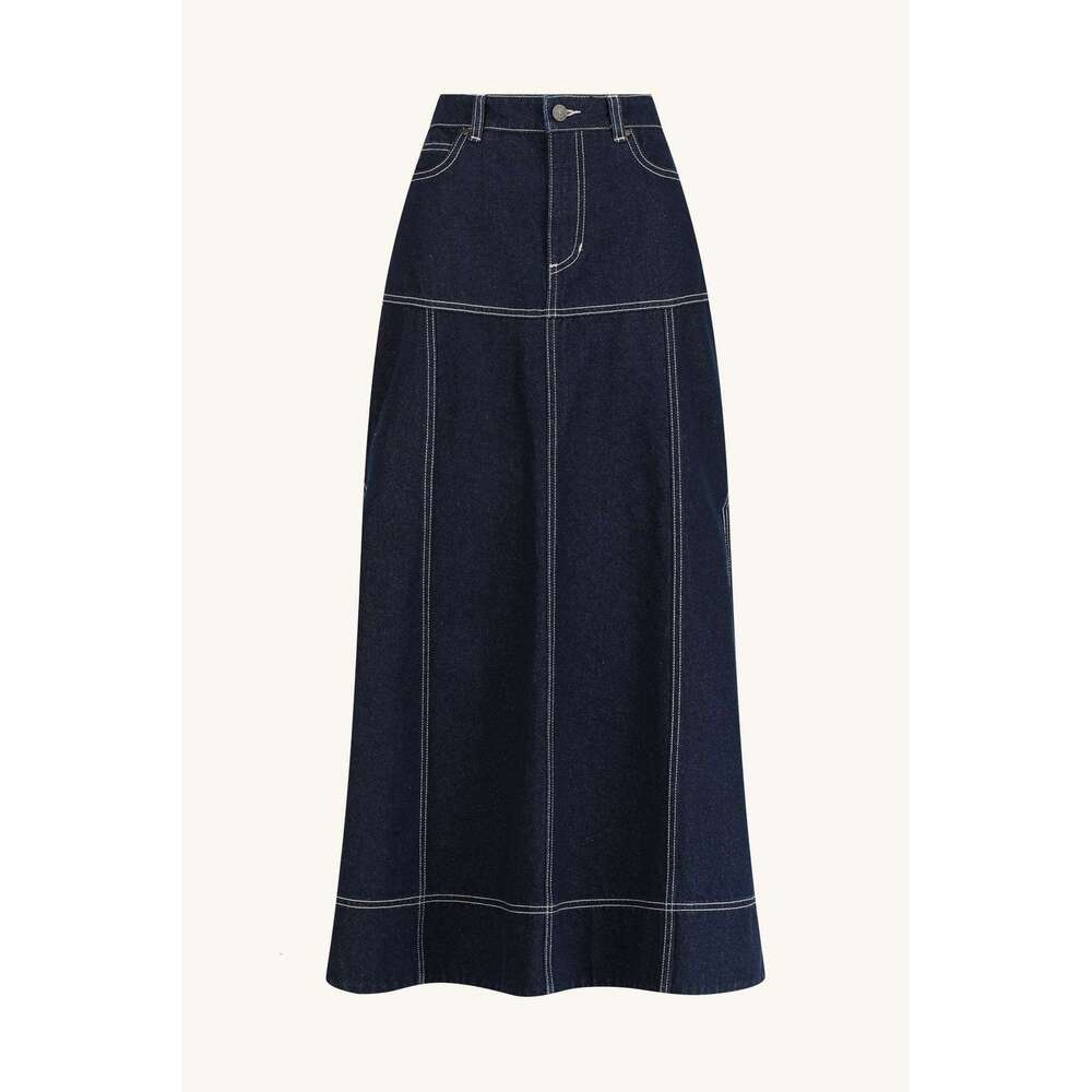 Summer Women's Casual Pocket Short Sleeve Shirt Split Skirt Denim Two-Piece Set B5