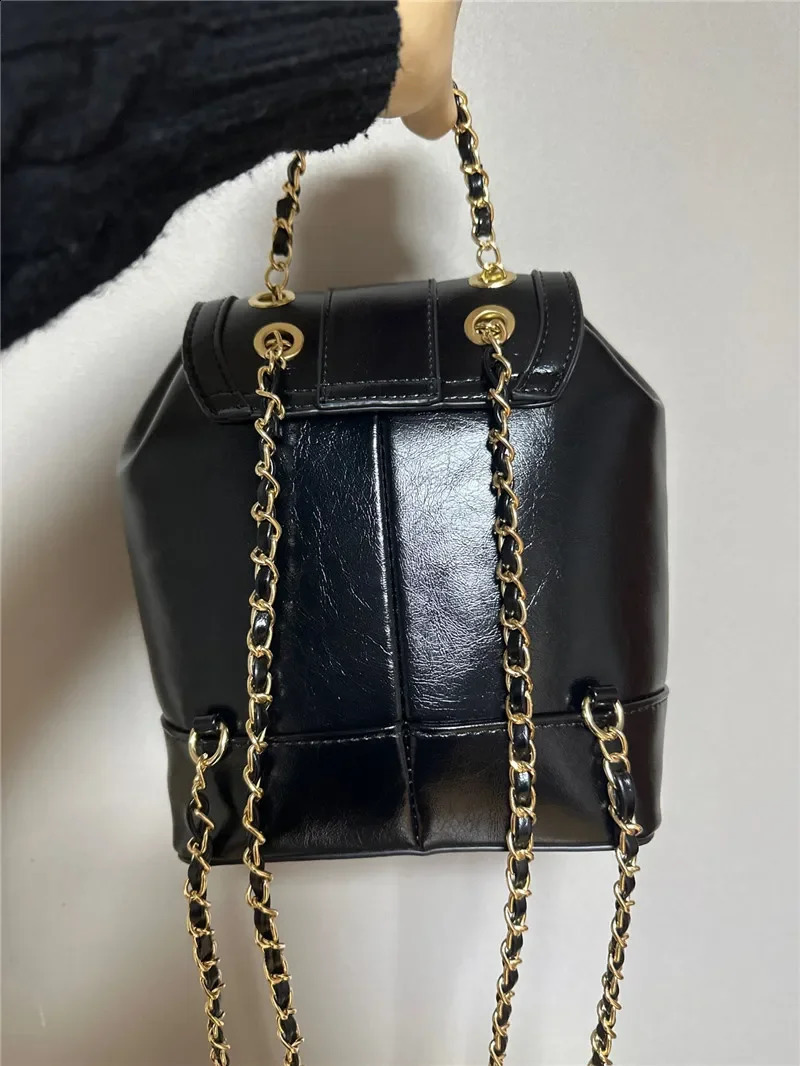 Korea Style Bag for Women Fashion Small Backpack Lady Leisure PU Leather Chain Daily Bolsos Mujeres Travel Bagpack 250527