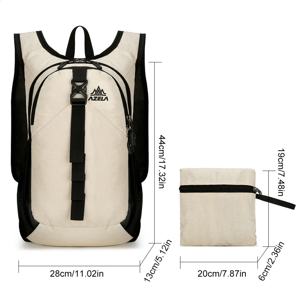 Outdoor Lightweight Zippers Backpack Large Capacity Foldable Rucksack Wear Resist Portable Running Rucksack Travel Trip Bag 250522