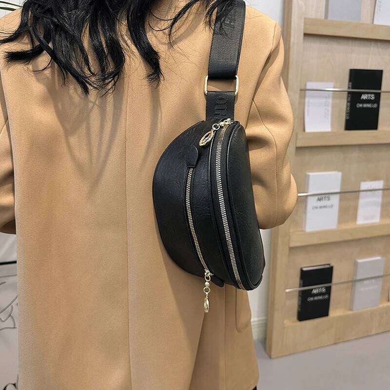Casual Waist Fashion Lady Fanny Pack and Phone Packs Soft Leather Belt Bags Woman Travel Shoulder Crossbody Chest Bag Purse