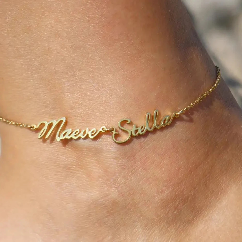 Custom Woman Anklets Gold Anklet Name Stainless Steel Ankle Chain Summer Beach Accessories wife Jewelry Friendship 250526