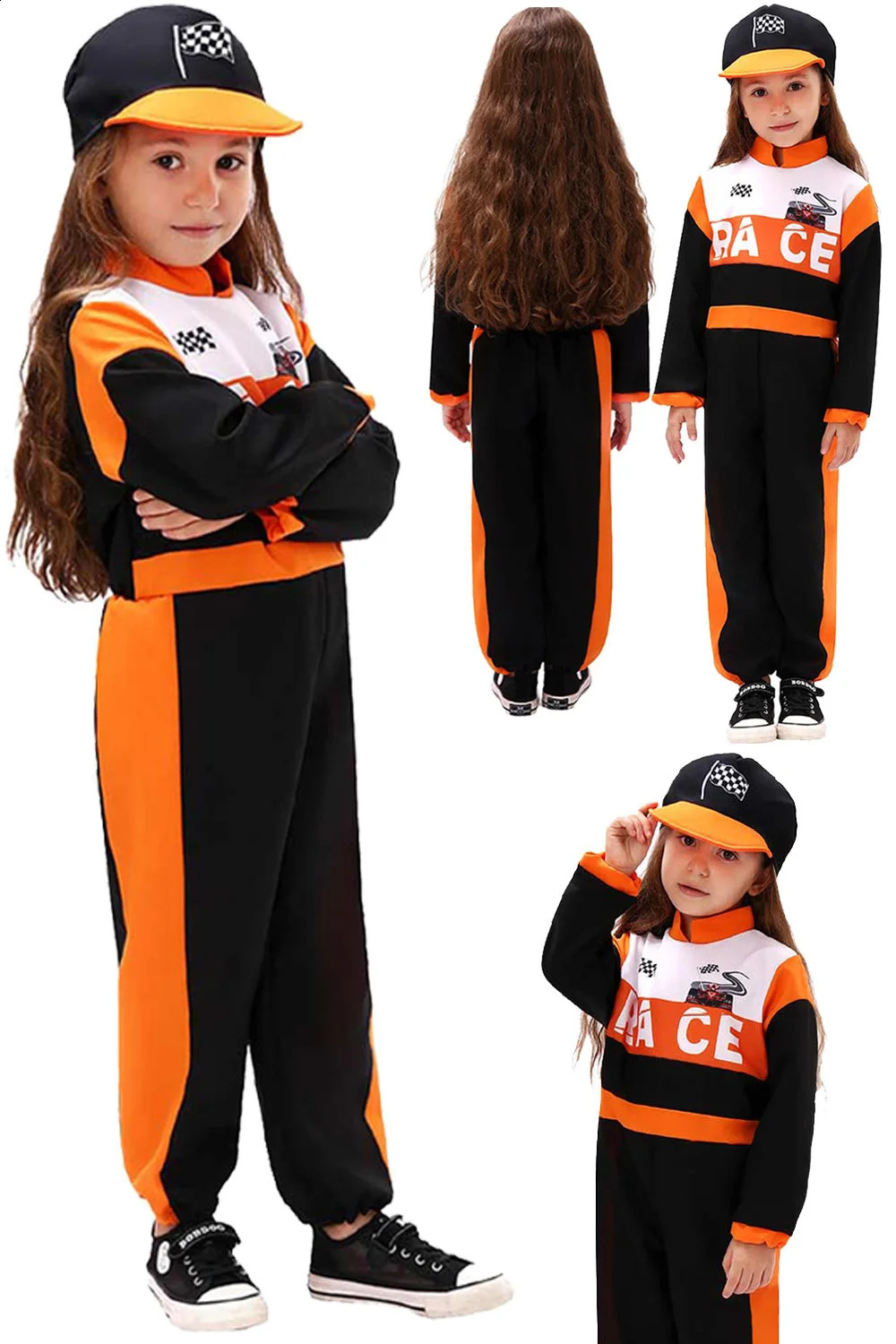 Racer Cosplay Kids Girls Boys Role Play Hat Jumpsuit Racing Clothing Fancy Dress Up Party Costume Child Outfits 250528