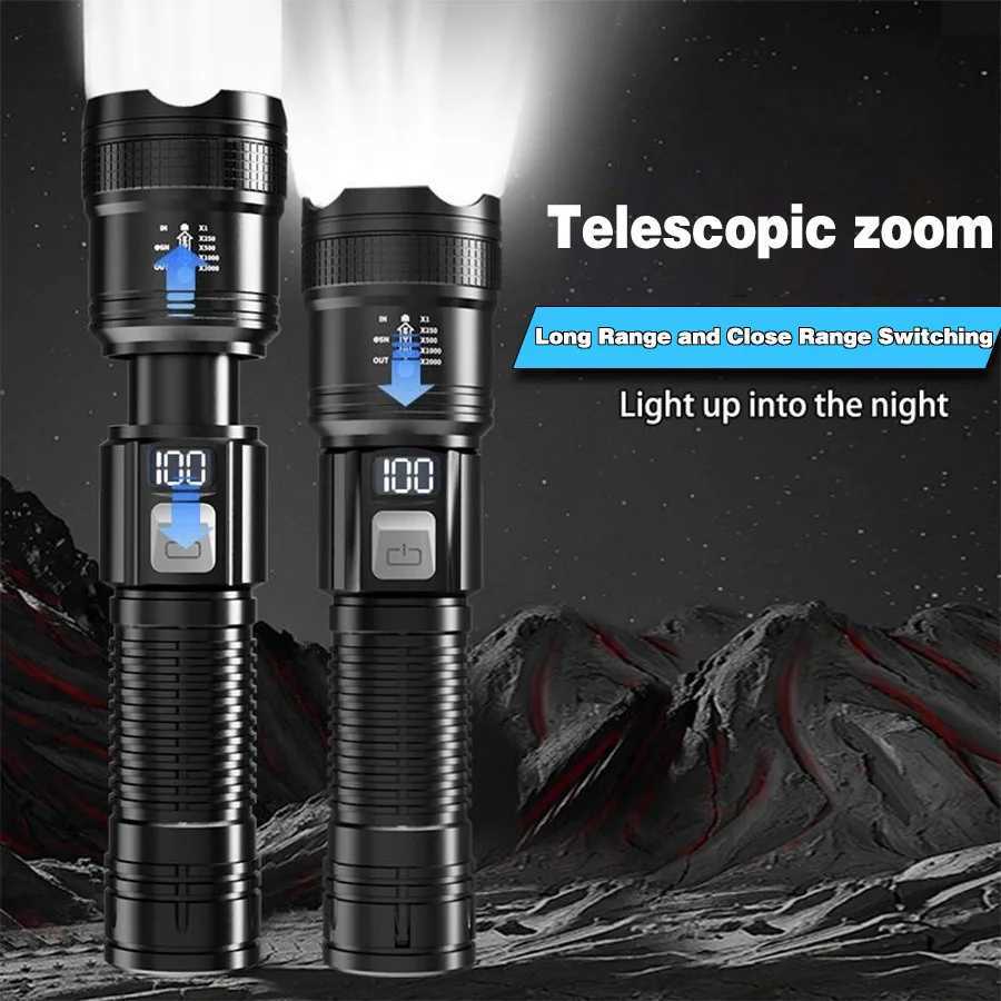 Portable Rechargeable LED Flashlights High Power Military Tactical Flashlight Telescopic Zoom Torch Lamp Outdoor Camping Fishing XJ250529