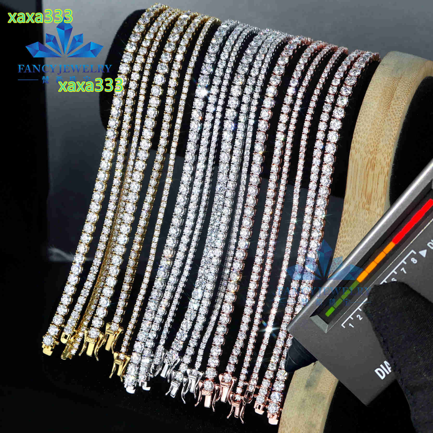 Mens Hip Hop Jewelry 2mm 3mm 4mm 925 Sterling Silver VVS Mossanite Diamond Iced Out Tennis Chain Moissanite Bracelet