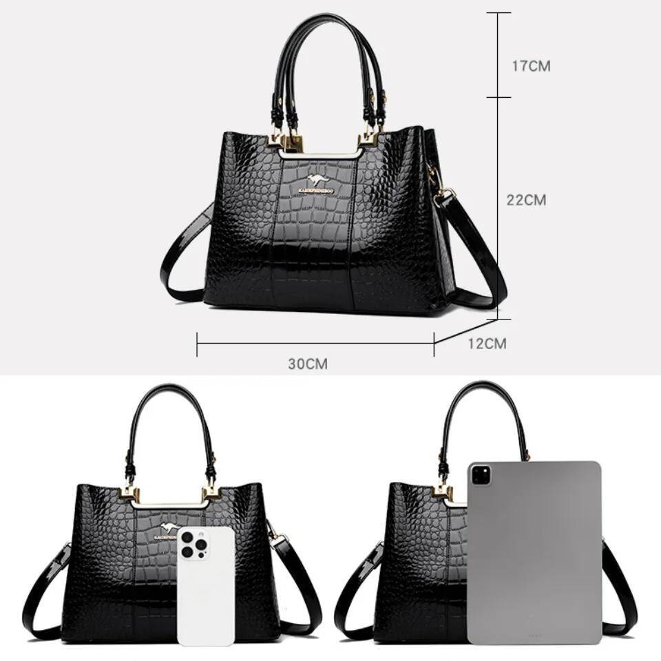 Shopping For Daily Commuting Shoulder 3 Layers High-End Patent Leather Handbag Caual Tote Hand Bags For Mother Sac New