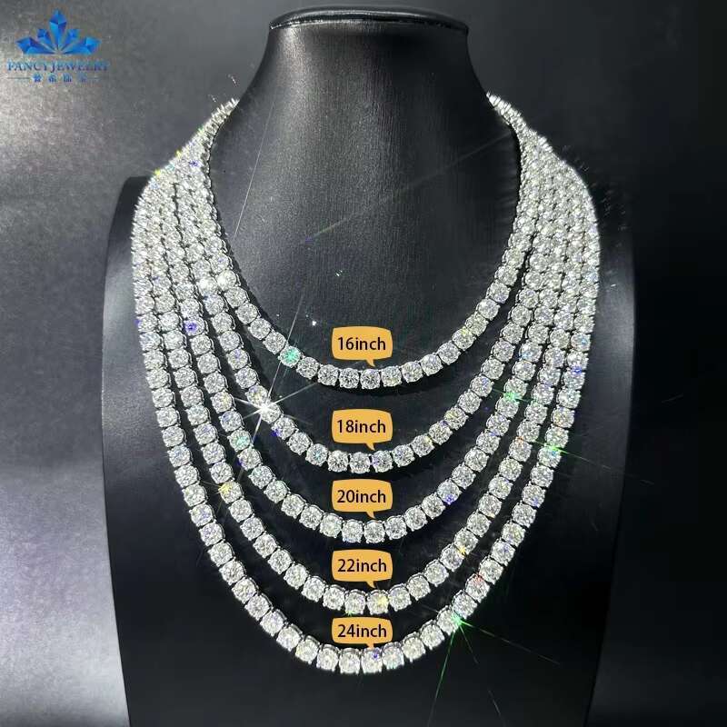 Factory Non-Fading in Stock Gra 925 Silver VVS Moissanite Tennis Chain 3mm 4mm 5mm 6mm Necklace Bracelet Men Women Fine Jewelry