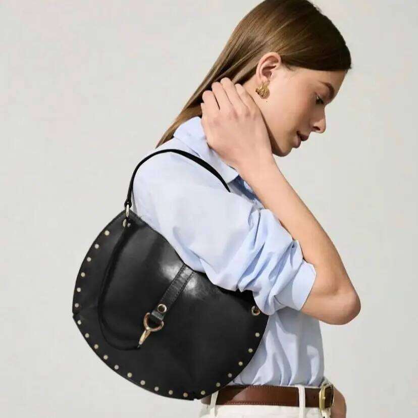 Women's Bags Designer Women's Studded Crescent Saddle Bag, Versatile Shoulder & Crossbody Wear, Punk Style, Fashion Design Suitable For Dail