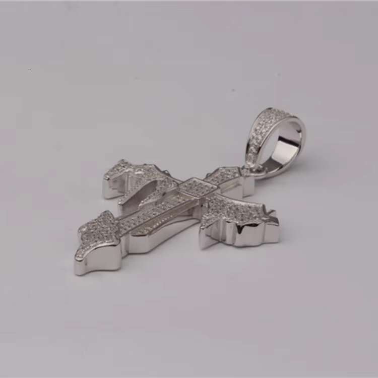 Top Selling 925 Sterling Silver Iced Out Diamond Tear Drop Cross Pendant for Men Handmade Gothic Mens Moissanite Pendant