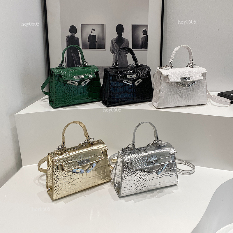 Top quality Brand High Quality New Style Free Delivery Designer Bag Cross-border Women's High-end Crocodile Pattern Ladies Handbag Small Square F