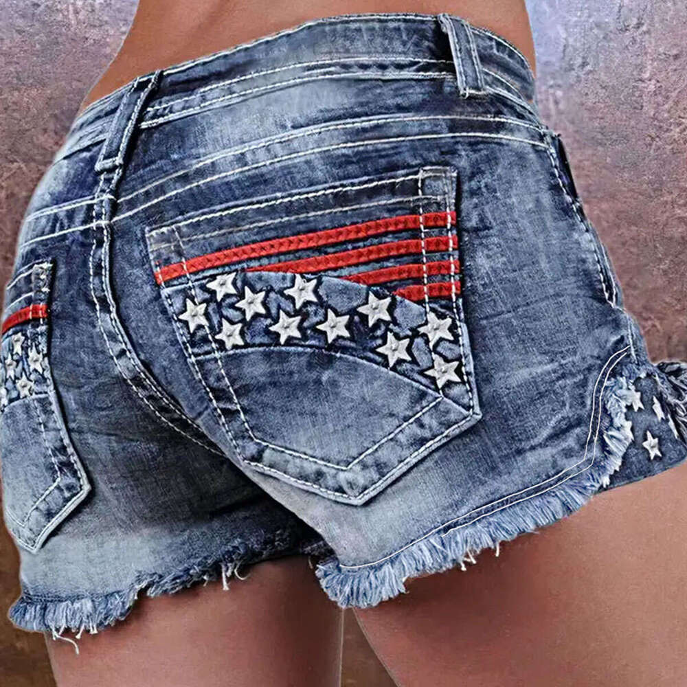 Shorts Women Denim Shorts Women S Fashion Ins Stretch Patch Embroidered Ripped Denim Shorts Jean Shorts