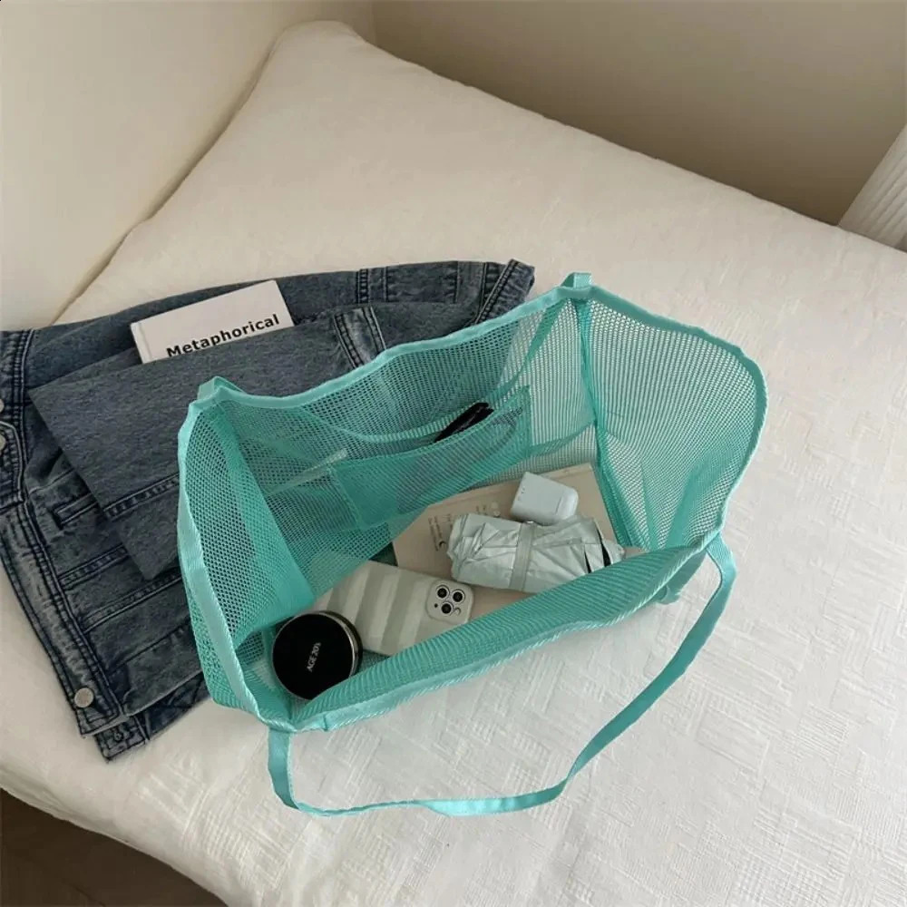 Portable Summer Hollow Tote Bag Swimming Leisure Net Shoulder Beach Largecapacity Shopping Outdoor 250528