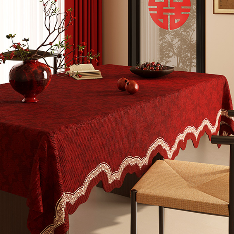 A631 Chinese Style Rectangular Tablecloth - Waterproof & Oilproof with Luxury High-Quality Finish for Living Room & Restaurant