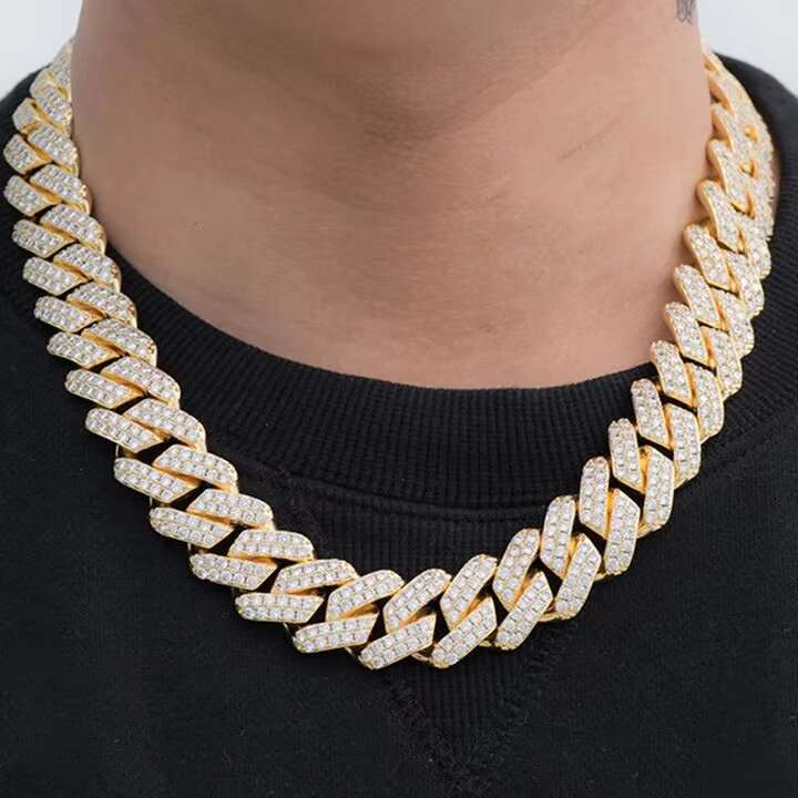 18mm Hip Hop S925 Silver Chain Necklace VVS D Color Moissanite Bracelet Necklace Men Jewelry Cuban Link Iced Out Watches Rope Chain