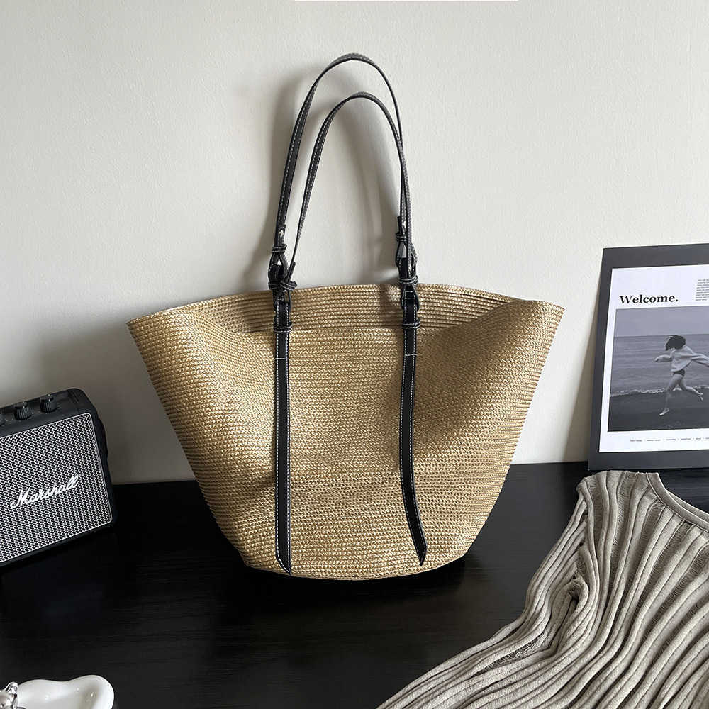 Leisure Large Capacity Leisure Woven Bag Summer New Korean Version Handbag Shoulder Bag Beach Bag Trend