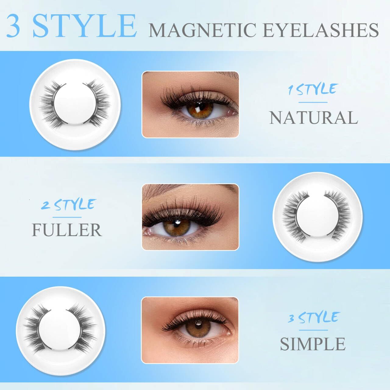 Elara Craft Magnetic Eyelashes with Applicator,Reusable Magnetic Eyelashes Natural Look,Easy to Wear and Remove Soft Lashes kit No Glue Needed for Wom