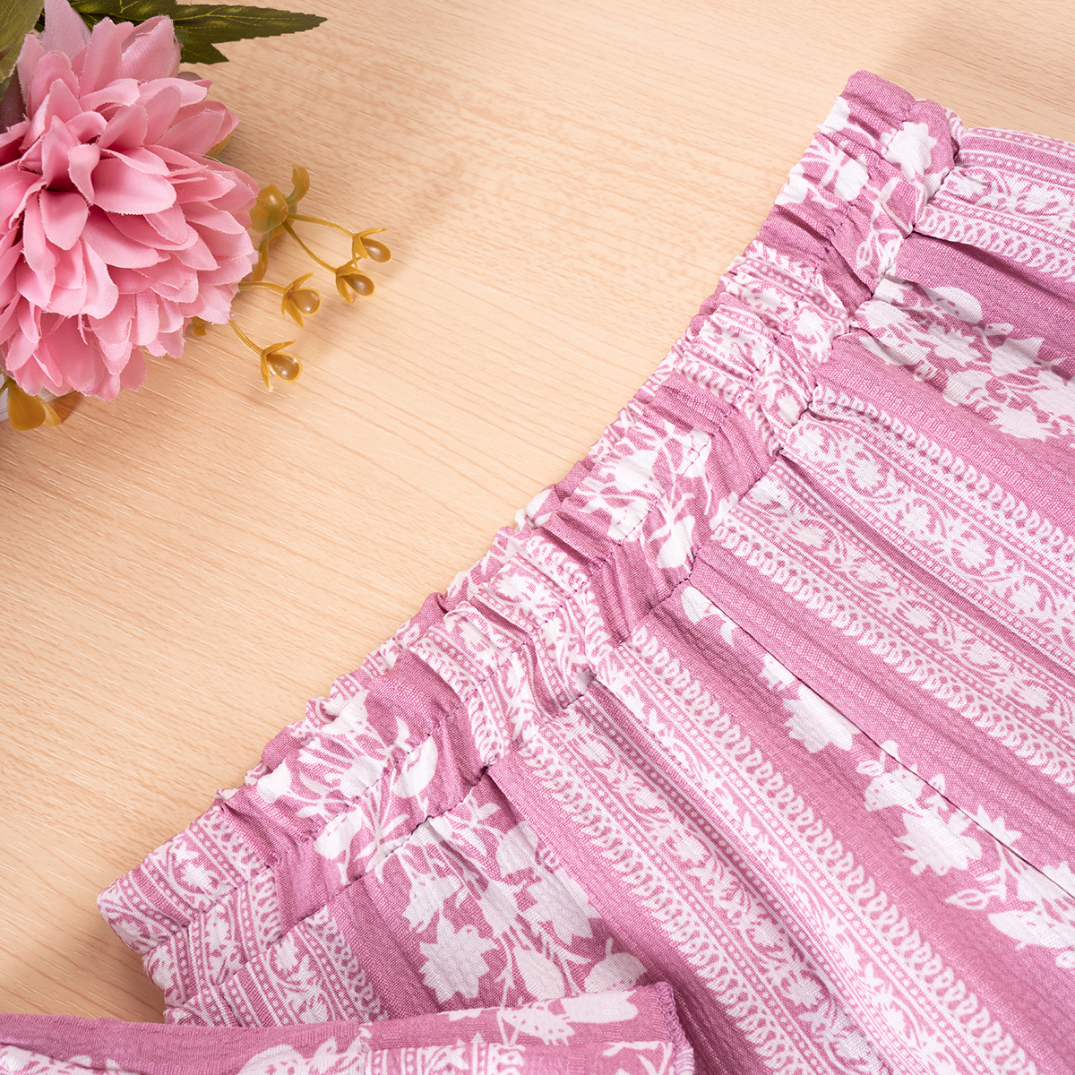 Baby girl summer casual suit sleeveless camisole pants set striped floral straight leg pants 2-piece set, suitable for daily wear and outdoor activiti