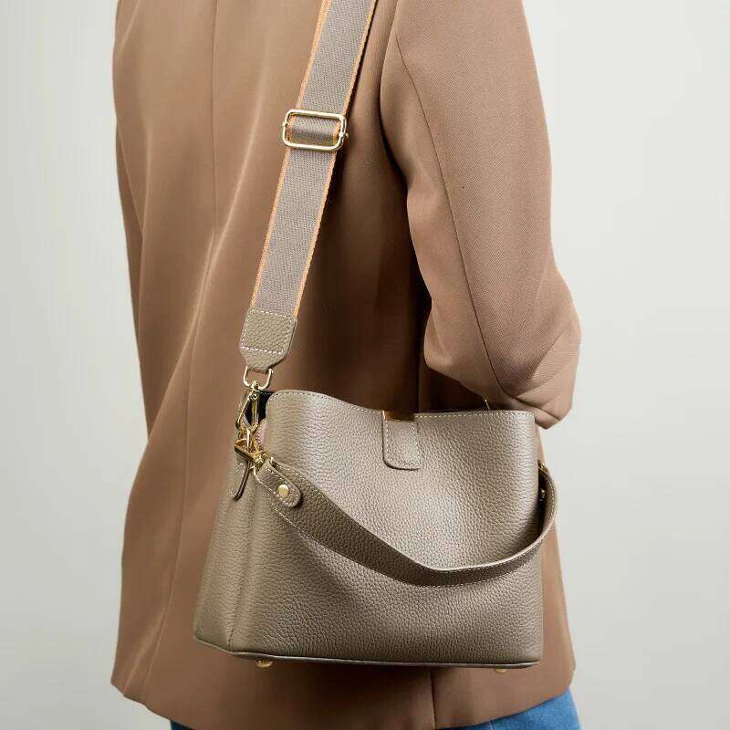 High-Quality Genuine Leather Bucket Shoulder Bags Tote For Purses With Two Strap Designer Women High-End Handbags