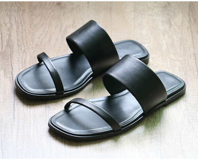 Genuine Leather Korean Style Niche Square Strap Open Toe for Women Outdoor Summer New Fashion Versatile MD Sandals