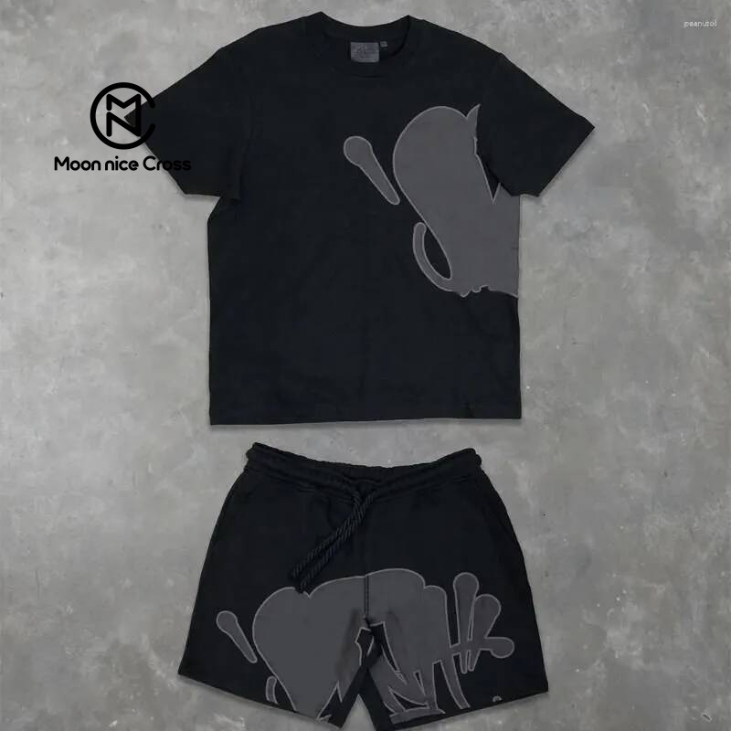 Men's Tracksuits Designer synawords Tracksuit Mens Hip Hop Letter Print Oversized Short Sleeves T Shirt Shorts Pants Two Piece Set Graphic tshirt and shorts 4eb