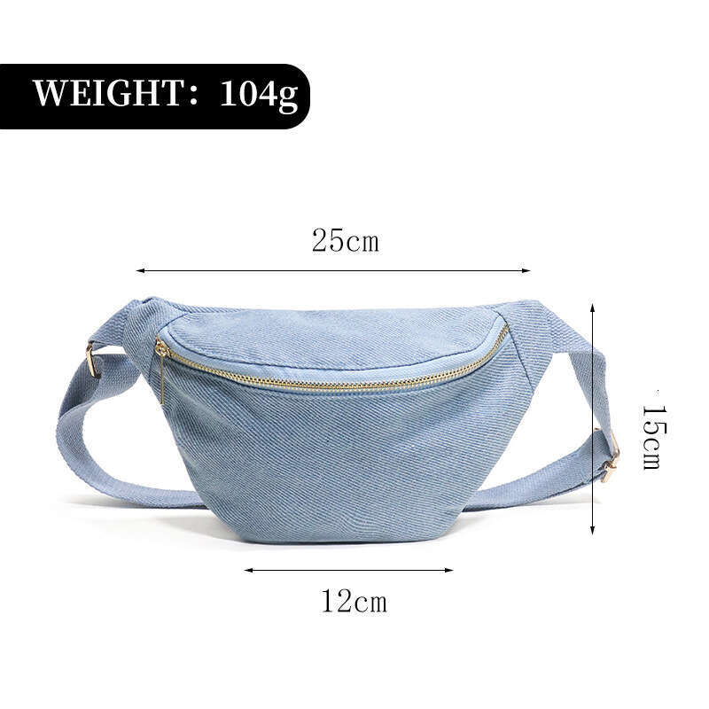 Unisex New Fashion Simple Cotton Denim Waist Outdoor Sports Single Shoulder Crossbody Bag