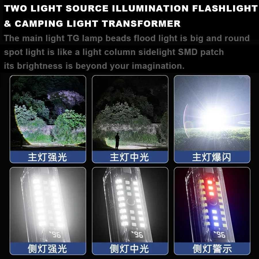 Portable Rechargeable LED Flashlights High Power LED Tactical Flashlight Telescopic Zoom Torch Lamp Outdoor Camping Fishing XJ250529