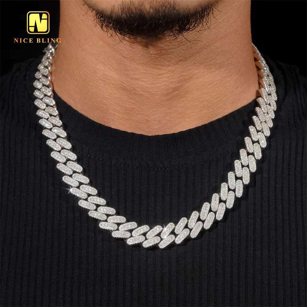 Wholesale Jewelry Moissanite Hip Hop Jewelry 925 Silver VVS Necklace Iced Out Cuban Link Chain