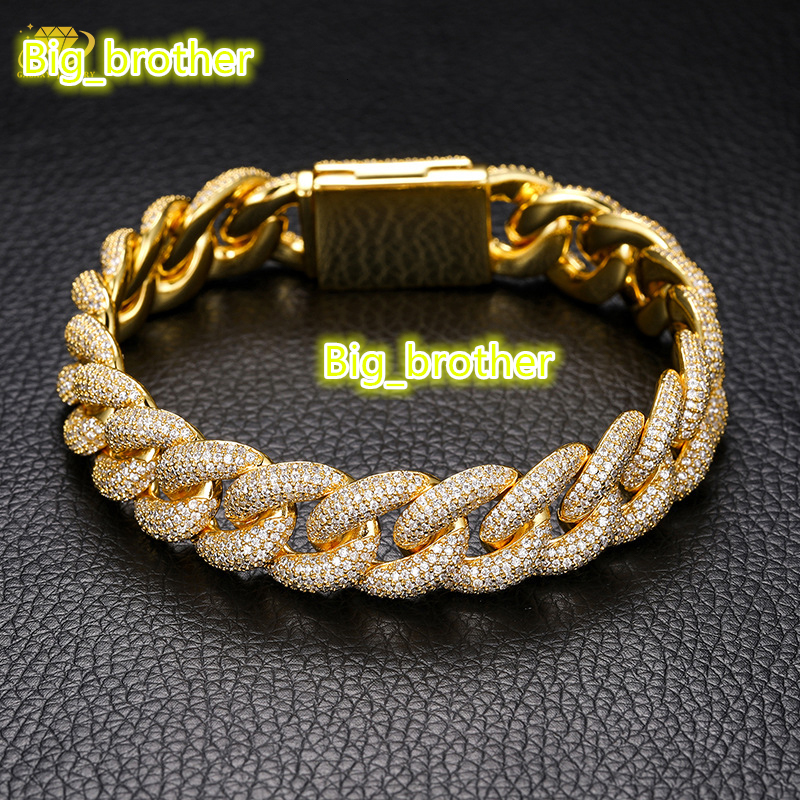 4Rows Moissanite Diamond Bracelet Silver 925 Gold Plated 18k Cuban Link Bracelet Men Miami Box Clasp for MenS Hip Hop Jewelry