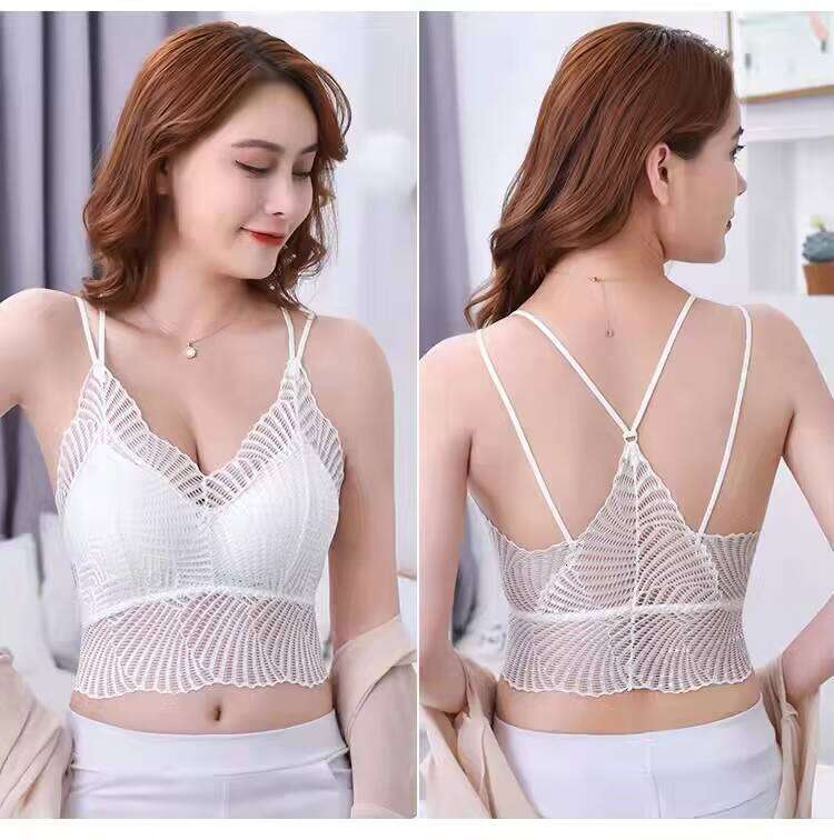 Women's Daily Wear Sexy Backless Strap Deep V Lace Bra Top
