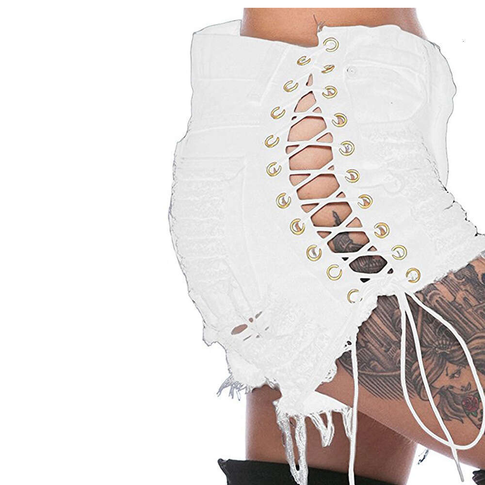Shorts Women Denim Shorts Beggar S Distressed Women S Jeans With Eyelets And Bandage Sexy Hot Pants For Nightclubs Jean Shorts