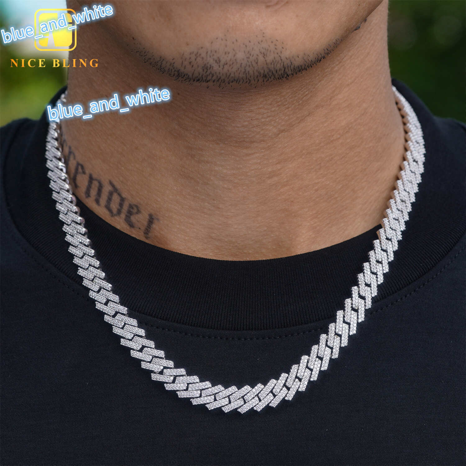 10mm Hip Hop Necklace Fashion Style S925 Vvs Moissanite Iced Out Jewelry Moissanite Diamond Cuban Link Chain