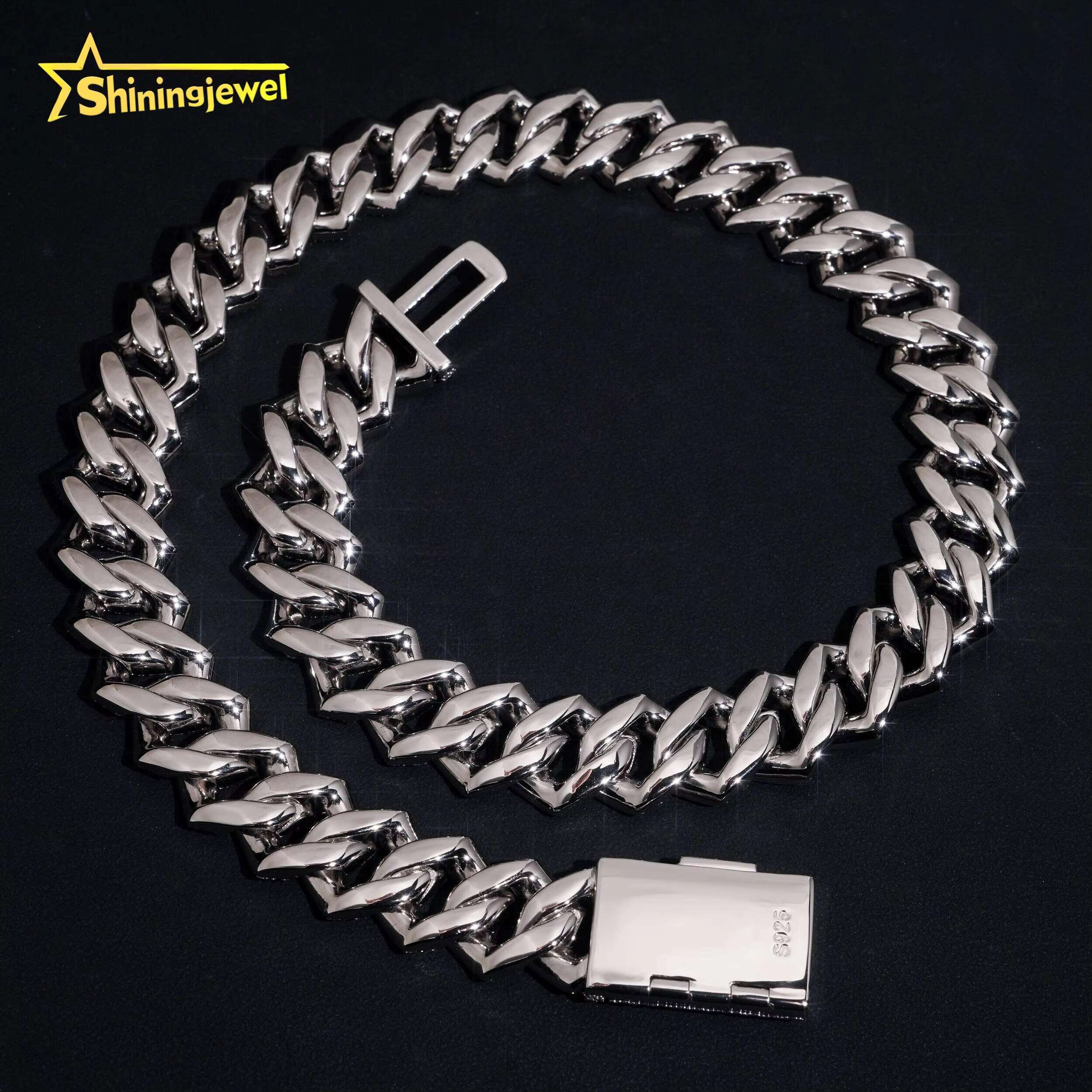 Hip Hop Luxury 18MM 4Rows Cuban Link Moissanite 925 Silver Fashion Jewelry Necklaces Custom Iced Out Cuban Link Chain for Men
