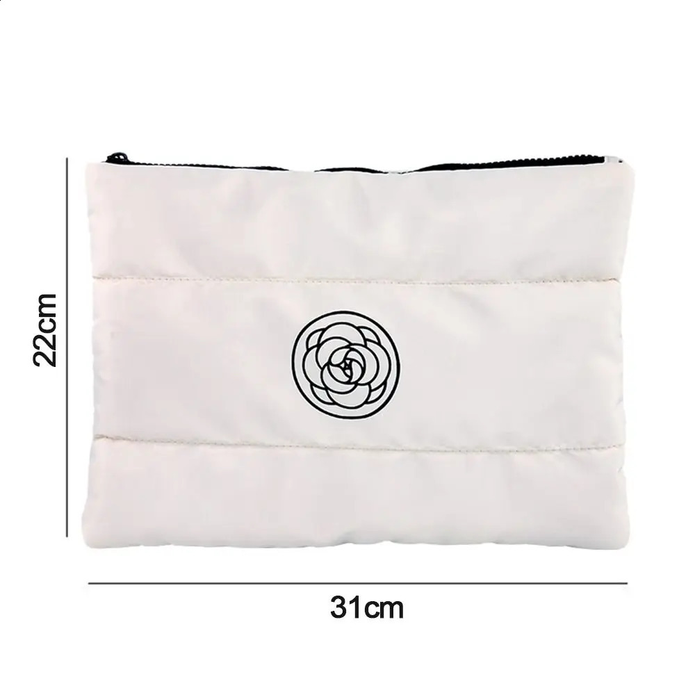 Portable Cotton Floral Makeup Bag Quilted Large Capacity Cosmetic Storage Solid Color Travel Toiletry Bag 250528
