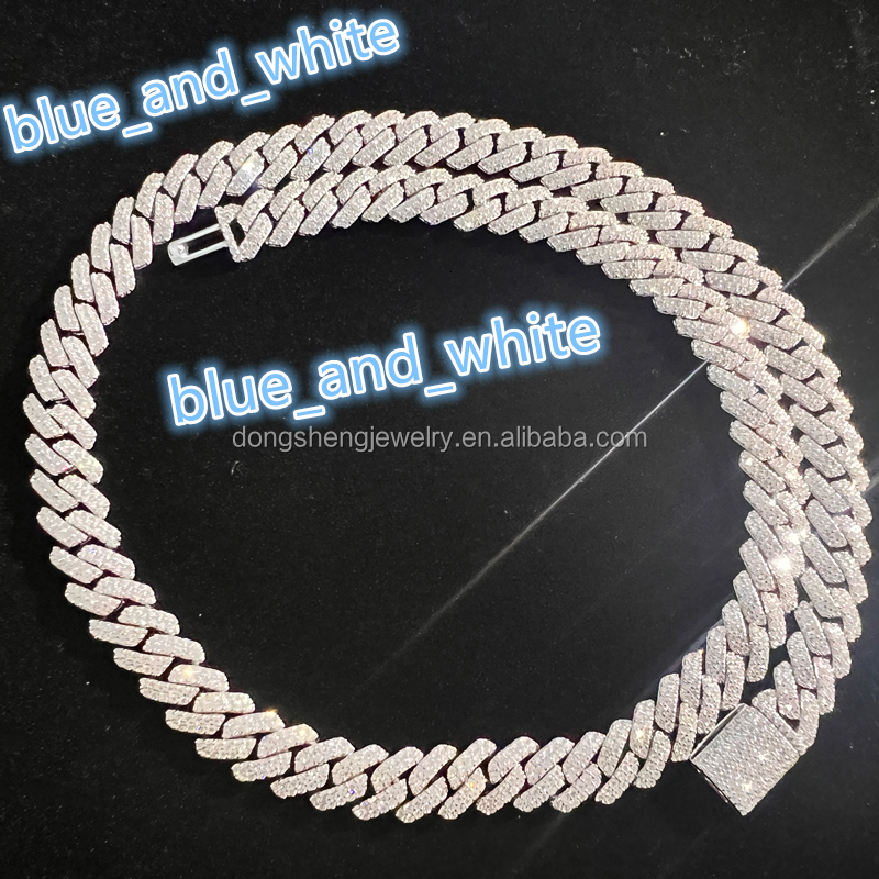 Pass Diamond Tester Gra Moissanite Jewelry Diamond 10mm Wide 925 Sterling Silver Cuban Link Chain for Rapper Hip Hop Necklace