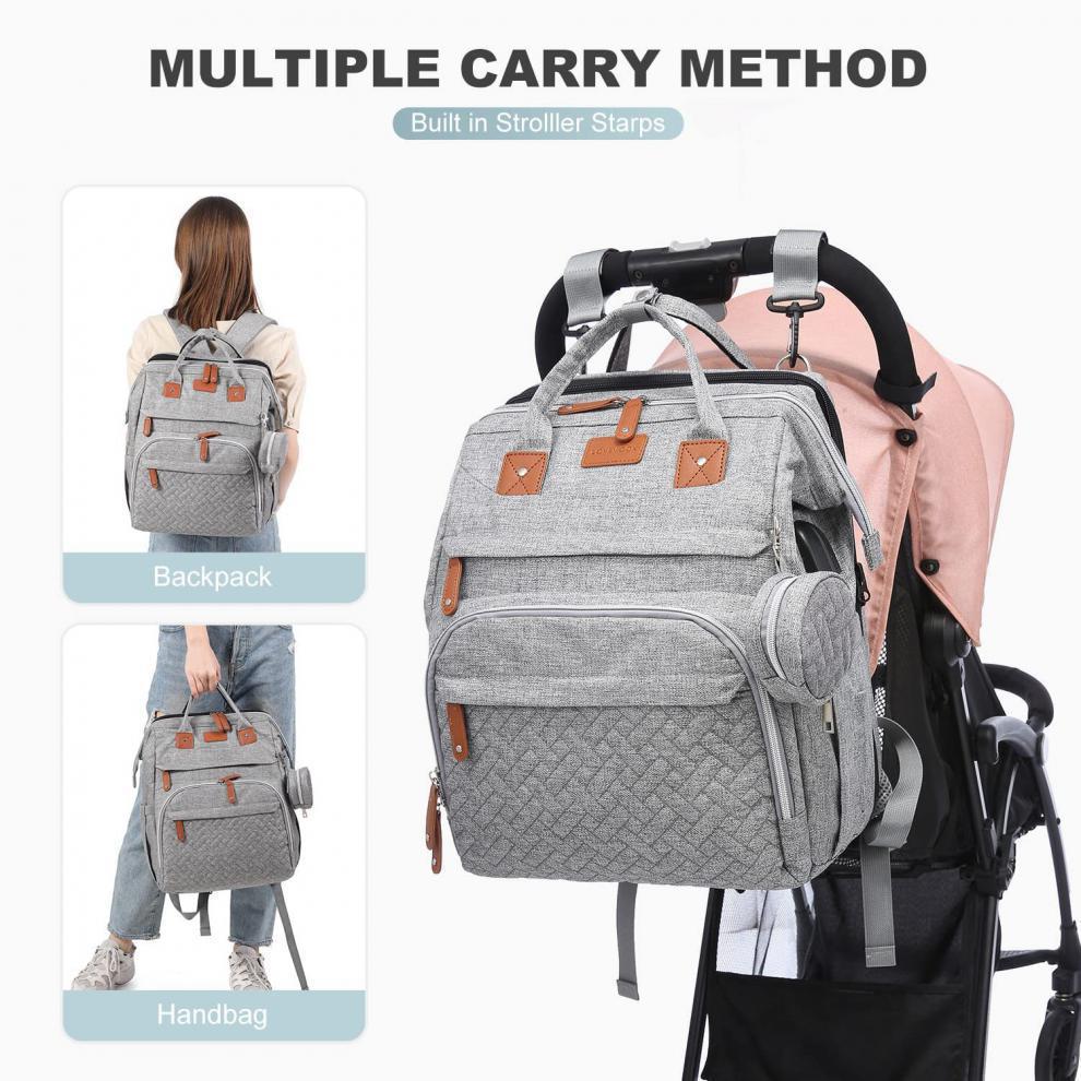 Waterproof 3 In 1Diaper Bag Backpack Foldable Baby Bed Travel Bag with USB Charge Diaper Bag Backpack with Changing Bed 3 types