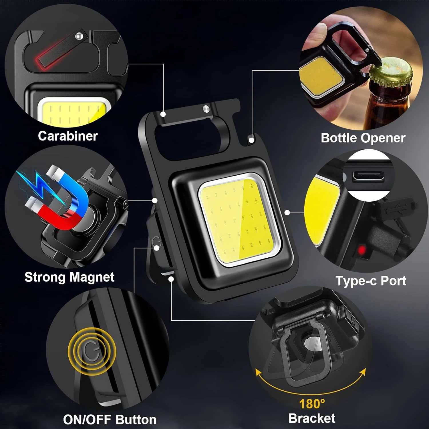 Mini Keychain Light COB Work Light Portable Waterproof Flashlight Pocket Lamps Ultra Bright Flashlight Camping Lights CorkscrewXJ250529