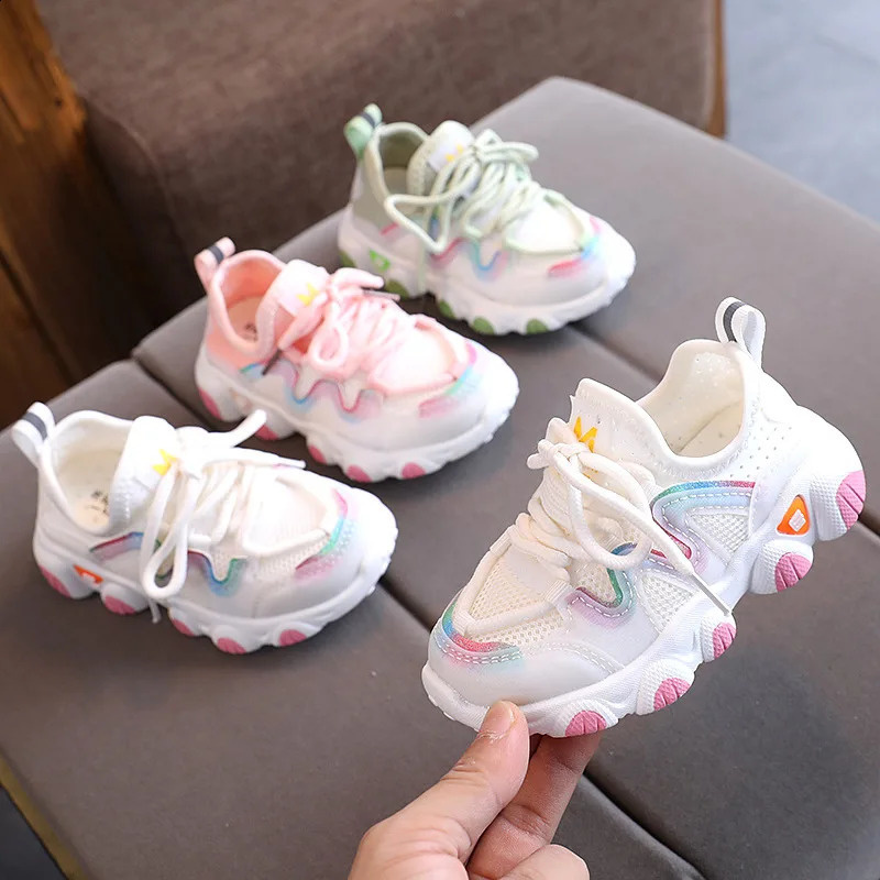 Breathable Toddler Boy Sneakers Stretch Fabric Fashionable Baby Running Shoes Pink School Girl Sports Shoes Sneakers 250527
