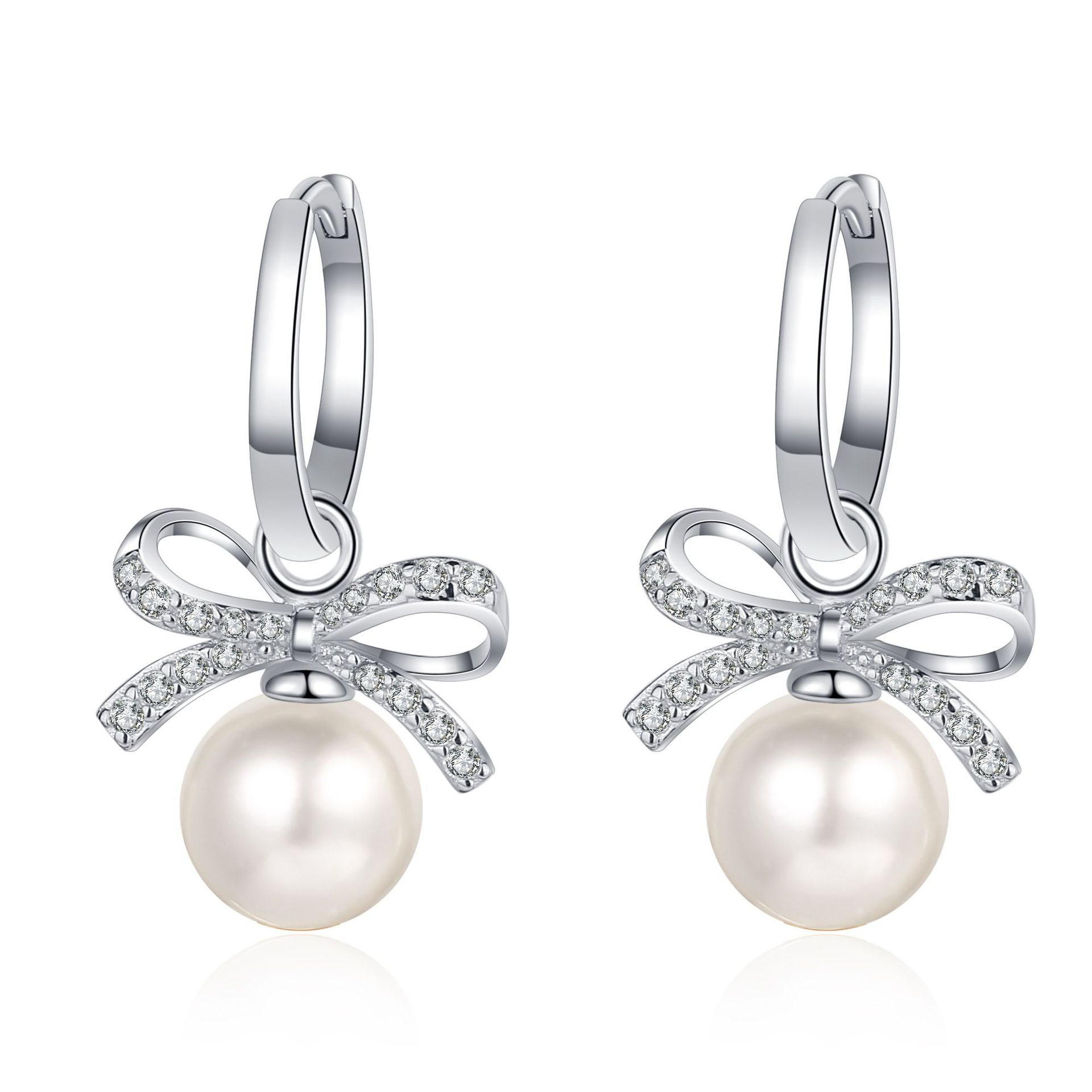 925 Sterling Silver Drop Earrings for Women, Flawless Freshwater Pearl Moissanite Earrings, Minimalist Fashion Chic, High-End Jewelry, Direct Source