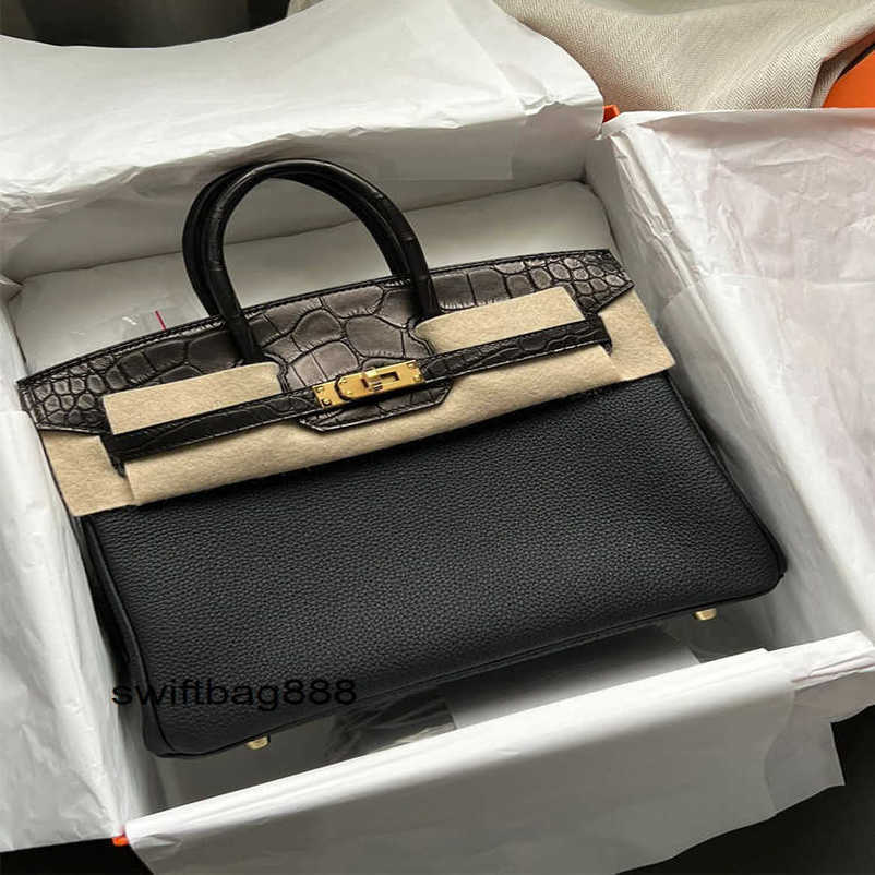 Designer Bag Womens Handbags Crocodile Leather Pure Handmade Wax Thread 2025 Platinum Bag with Crocodile Skin German Imported Skin American Crocodile Togo C V4GZ