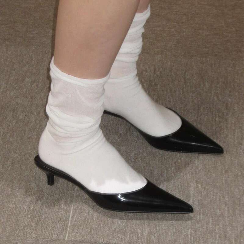Genuine Leather Niche Style Pointed Toe Stiletto Mules for Women 2025 New Spring Summer Fashion Cat Heel Sandals