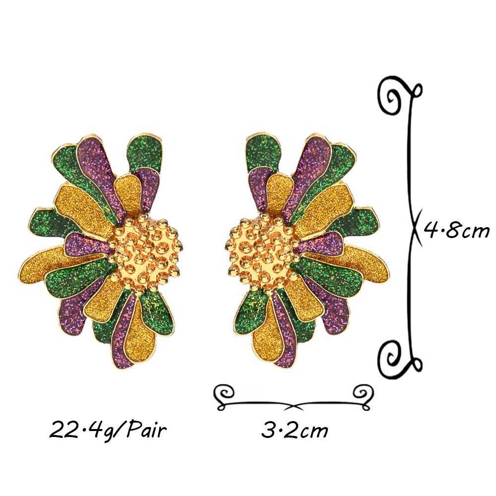 Fashion Carnival Colorful Flower Earrings for Women Temperament Metal Oil Design Stud Earrings 2024 Holiday Jewelry Gifts L250527