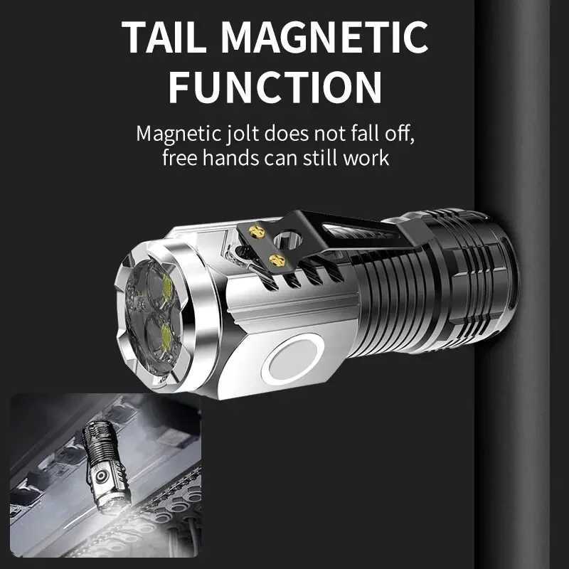 Three-Eyed Monster Mini Flash Super Power Flashlight Rechargeable Portable Outdoor Lighting Long-Range Powerful Flash LightsXJ250529