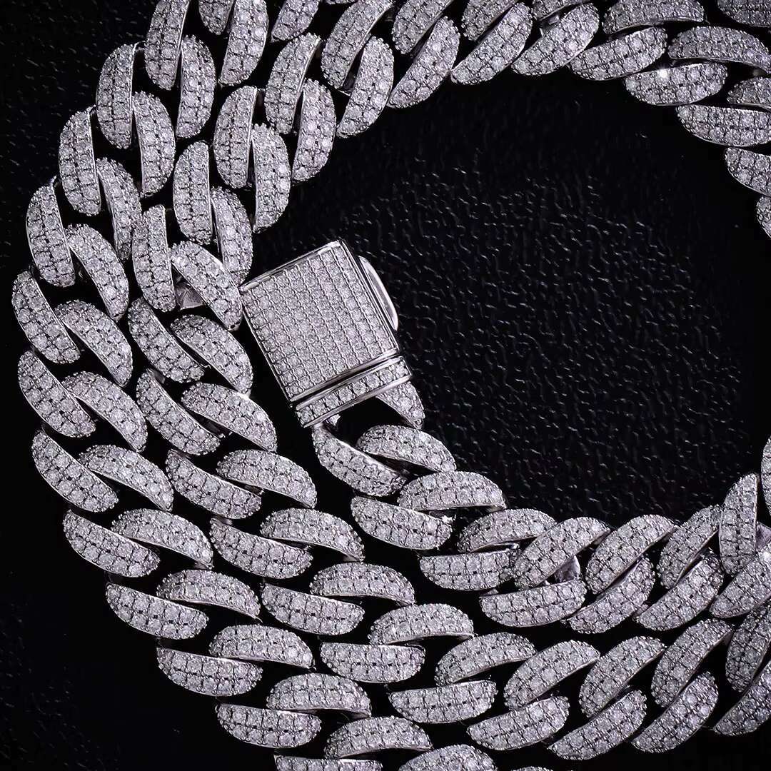 Hip Hop Style Cool 10MM 2rows Cuban Link Chain 925 Sterling Silver Moissanite Hiphop Fine Jewelry Women Men Necklace Bracelet