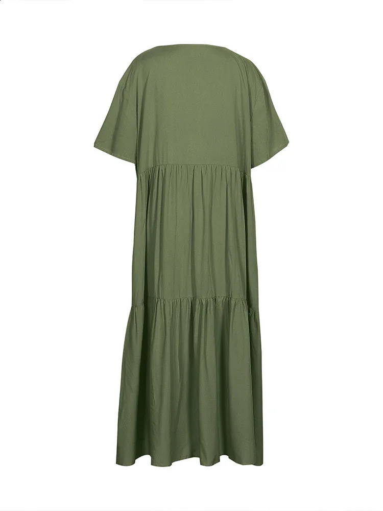 plus Size Womens V Neck Casual Dress Irregular Hem Swing Maxi Long Flowy Elegant Gown for All Seasons 250517