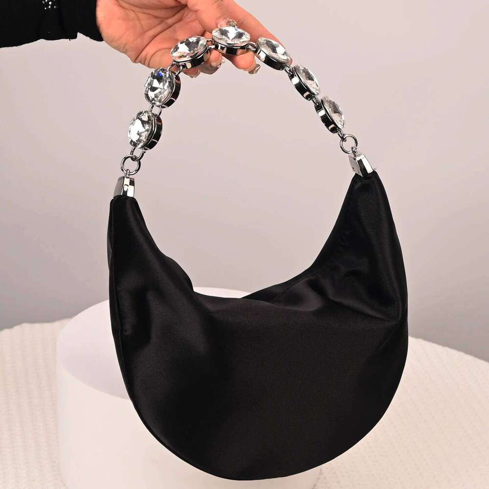Women's Bags Designer Rhinestone Handle Crystal For Women Purses And Handbags Half Moon Satin Shoulder Silk Crescent Cloud Bag Evening Bags
